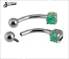 China manufacturer Prong Setting Green Opal Innerscrew eyebrow rings