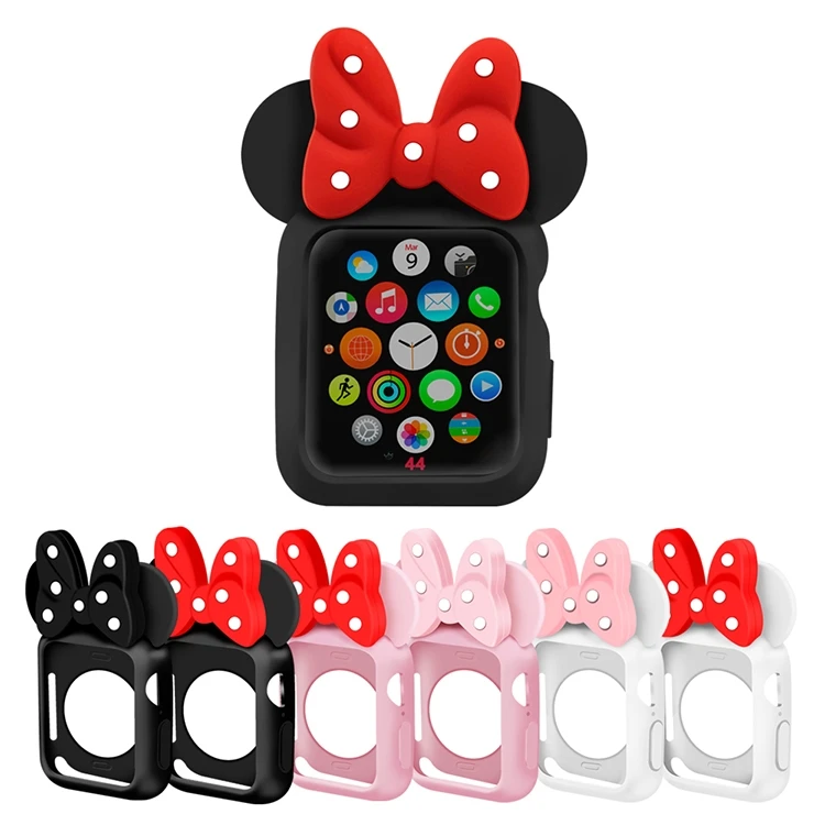 

Silicon Cartoon Minnie Watch Case For Apple Watch 40mm 44mm, 6 colors as photo shown