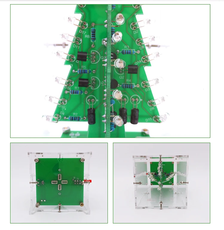 Electronic Fun Welding Suite Flash Circuit Kit Three Dimensional 3D Christmas Tree Gift Seven colors LED  DIY Electronic suite