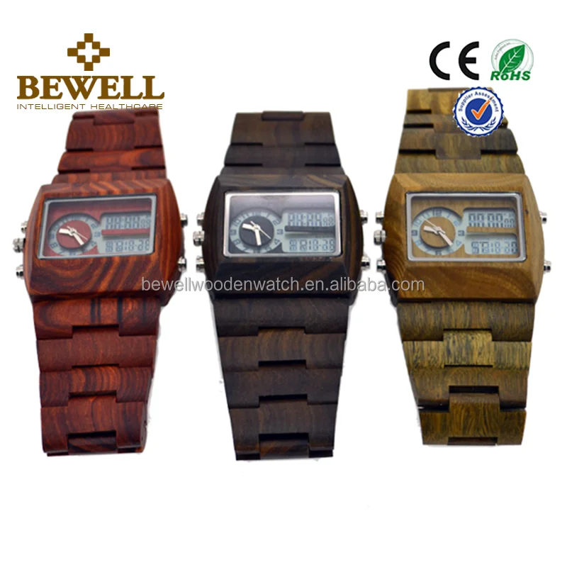 

Wholesale most popular Bewell Men's Digital Wrist Wooden Watch with Japan Quartz Movement