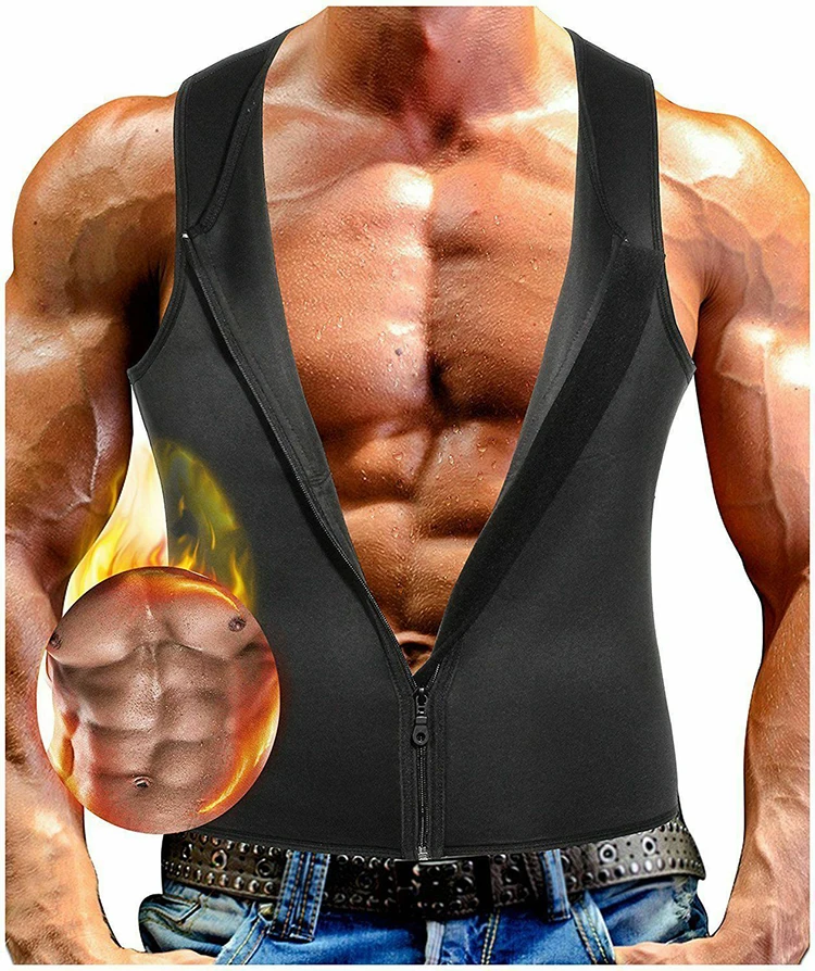 

Men Waist Trainer Vest for Weightloss Hot Neoprene Corset Body Shaper Zipper Sauna Tank Top Workout Shirt, N/a