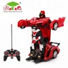 6 channel kids rc car toy deformation robot with light and sound