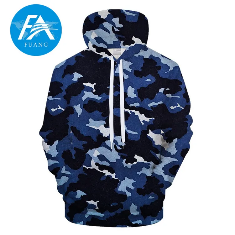 2018 High Quality Blue Camo Hoodies Mans Full Printed Pullover Hoodies ...
