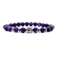 

Natural stone bracelet 8mm amethyst beads bracelet aura treatment for men and women fashion jewelry strand bracelets charm Yoga