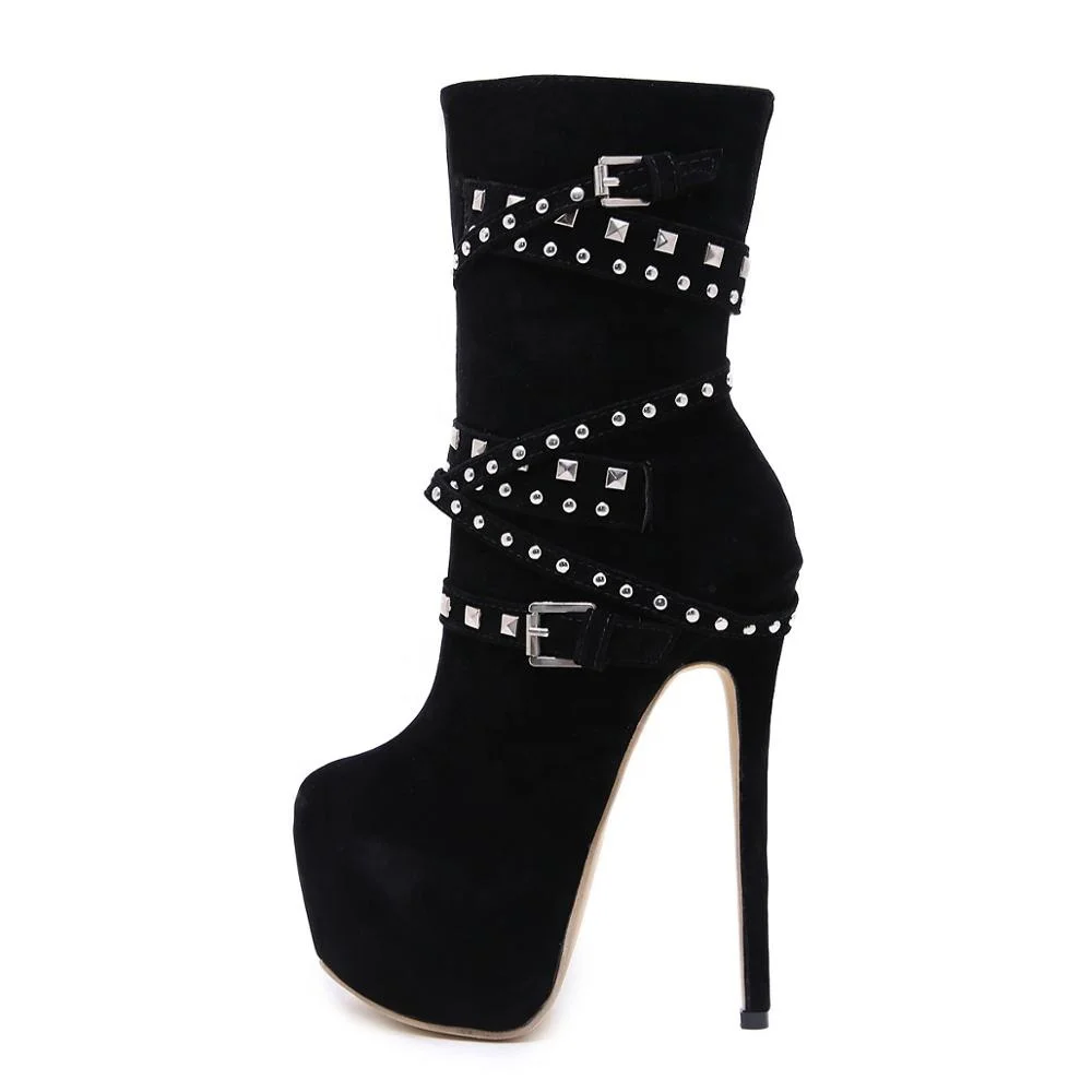 

Fashion style women round toe super high stiletto heel platform warm boots shoes factory direct, Custom color