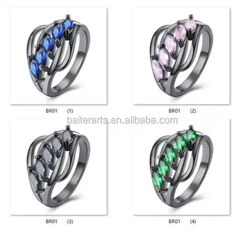 Black Rhodium Plating 925 Sterling Silver Wedding Jewelry Color Cubic