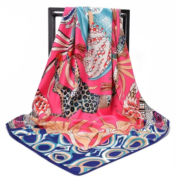 size 130X130 latest 50 designs women fashion magic square silk scarf