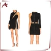 High quality long sleeve one shoulder ladies black dress for women black body con lace dress