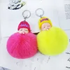 Creative lining plastic sleeping cute doll MAO ball key chain imitation rex rabbit MAO ball lady bag car key alloy pendant