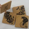 square shape Cork coaster, one color silk screen printing logo design cork tea coaster