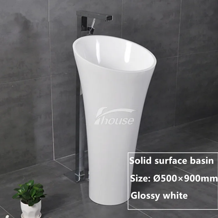 Solid Surface Washing Sink Artificial Stone Pedestal Basin Bathroom Washing Basin