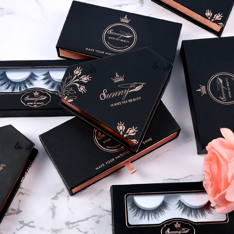 

Makeup band-less luxury handmade 3d faux mink fur strip fake eyelashes, Black