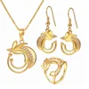 U7 Papua New Guinea Necklaces Earrings Ring 18K Gold Plated PNG Paradise Bird Jewelry Set for Women