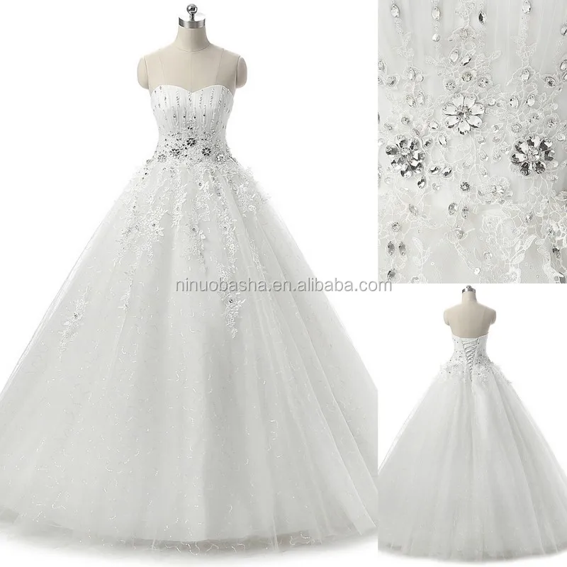 

NW1189 Pictures of Latest Wedding Gown Design Venice Appliques Beaded Ball Bridal Dress 2017