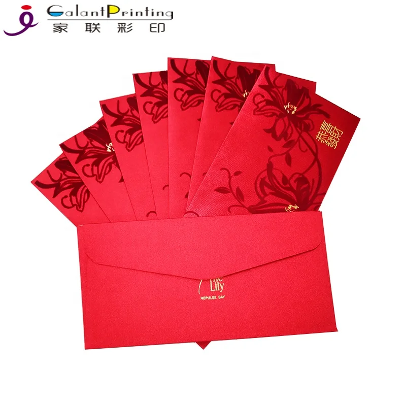 2019 High Quality Uv Varnish Velvet Flocking Red Packet Paper Money 