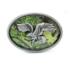 zinc alloy casting 100mm oval shape metal buckle with eagle pattern