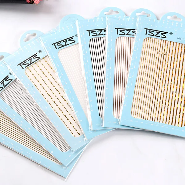 

TSZS DIY Gold Silver black white Stripe Tape Line Nail Glitter decals 3D Nail Art designs Adhesive Sticker