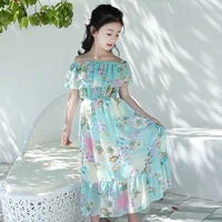 

2019 bohemian style chiffon fabric girl's long toddler summer dress