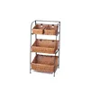 home hotel indoor willow 3 tier iron storage basket display organizer rack