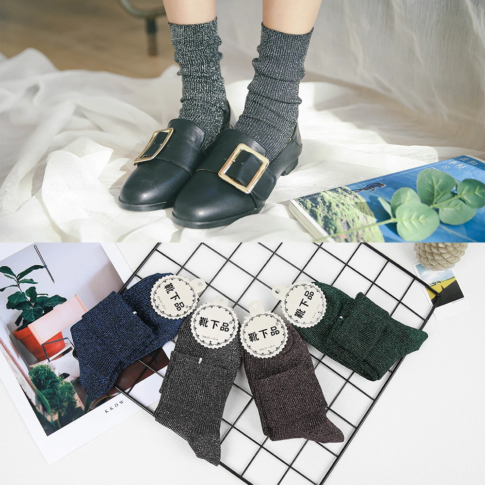 

cotton socks with silver shiny fiber, N/a