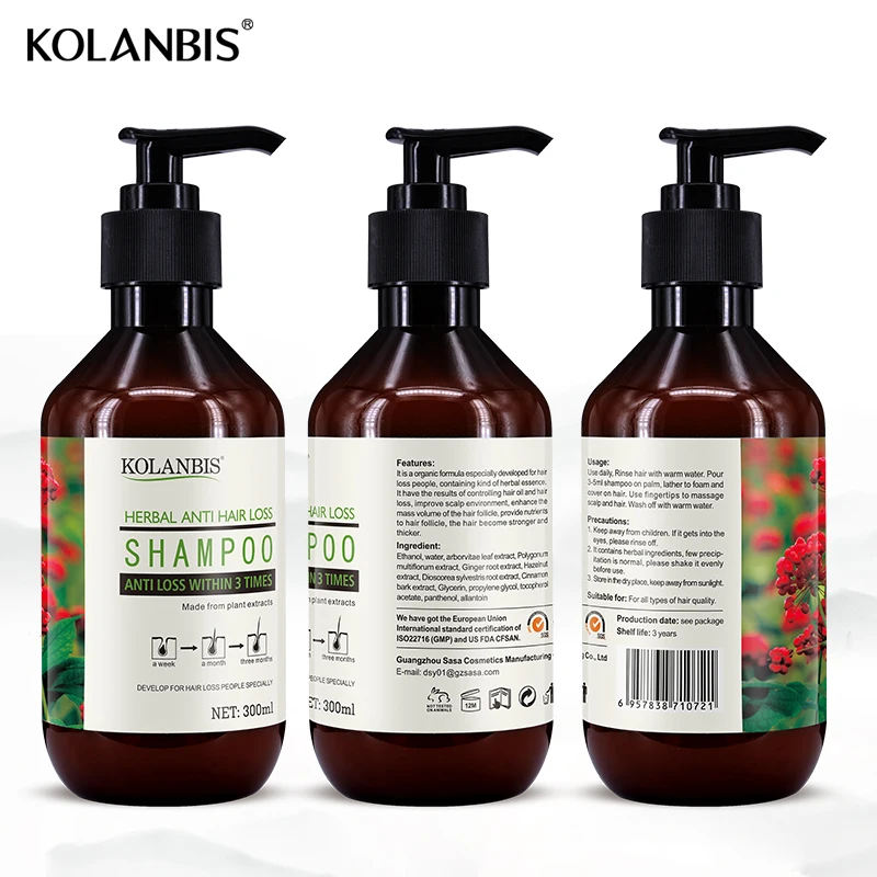 

wholesale natural shampoo for anti hair loss promote hair growth no side effects 300ml, Brown