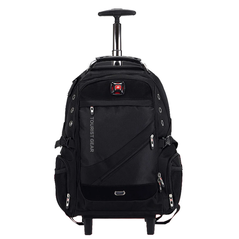 

2020 new products trolley bag trolley backpack with wheels Multifunctional trolley travel bag, Black