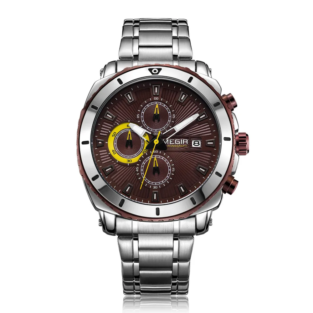 

MEGIR 2075 Men Japan Quartz Movement Watch Auto Date Business Wristwatches