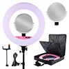 Flexible led video light dimmable 18inch bicolor 3200-5600K 100W folding tripod professional tv studio lighting lamp ring