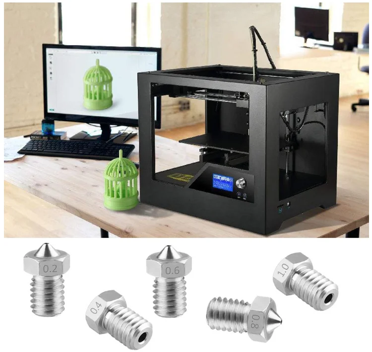 Stainless Steel Nozzles 0.2 mm, 0.4 mm, 0.6 mm, 0.8 mm, 1.0 mm Extruder Nozzle Print Head for 3d printer 