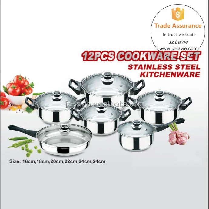 
Hot Sale Promotion Gift HAPPY BARON 12pcs Stainless Steel Cookware Set 