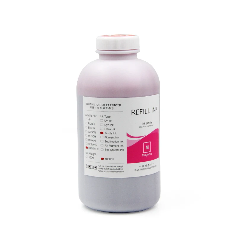 
OCBESTJET Textile Pigment Printing Inks 1000ML/Bottle Gtx For Brother GT 361 GT 381 GT 541 GT782 GT-341 GT-361 GT-381 Printer 