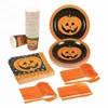 Pumpkin Halloween Party Supplies,Serves 24, Includes Plates, Knives, Spoons, Forks, Cups,Napkins Perfect Pack for Spooky Themed