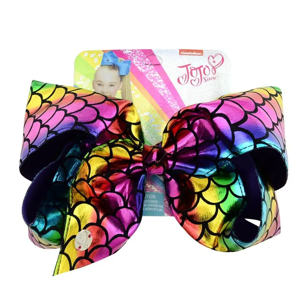 

free shipping  laser leather fish scales jojo siwa hair bows clip, Picture/custom
