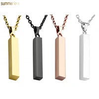 

New Arrival Silver Rose Gold Solid Blank Bar Charm Pendant Stainless Steel Necklace For Women Men Buyer Own Engraving Jewelry