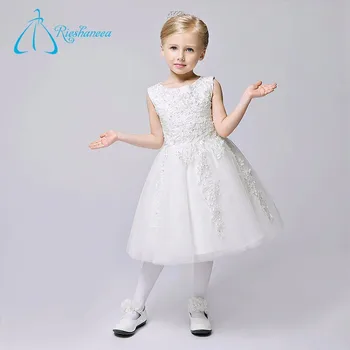 Simple White Long Flower Girl Dresses