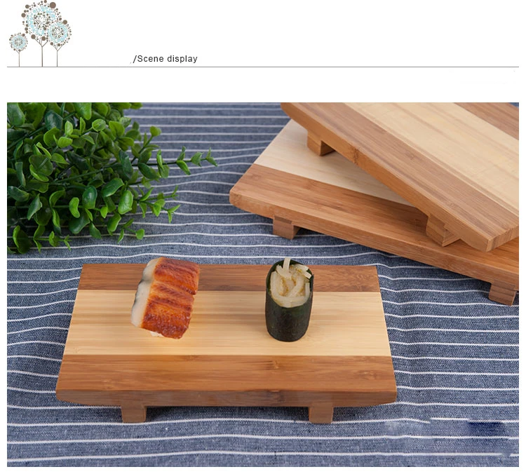 100 Natural Bamboo Wooden Sushi Tray Serving Plate For Home Or