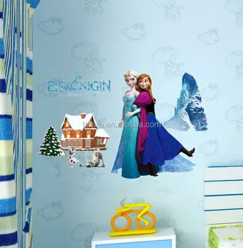 Frozen Wall Stickers Wholesale Elsa Queen And Snowflake Bedroom Decoration Stickers Buy Large Decorative Wall Stickers Wall Glass Decor Sticker Kids