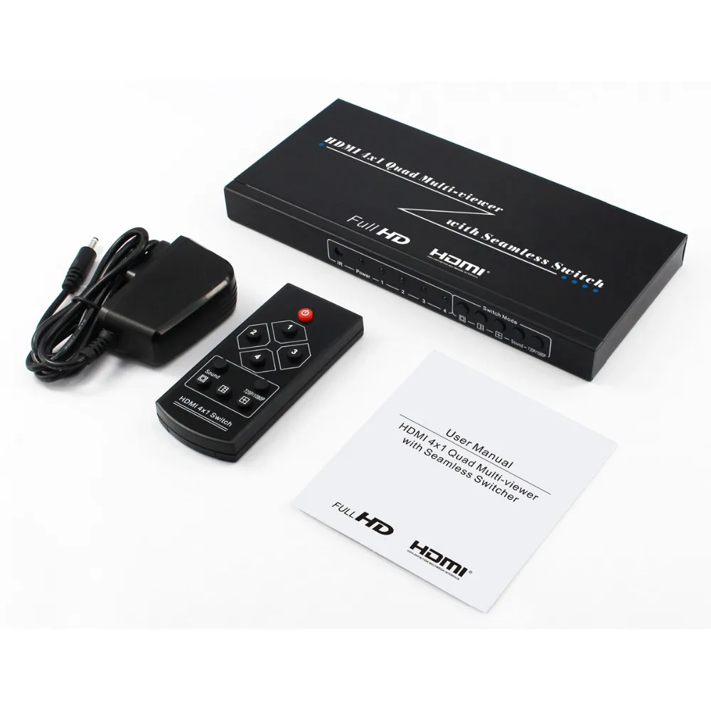 

4x1 HDMI switch quad multiviewer with seamless switch