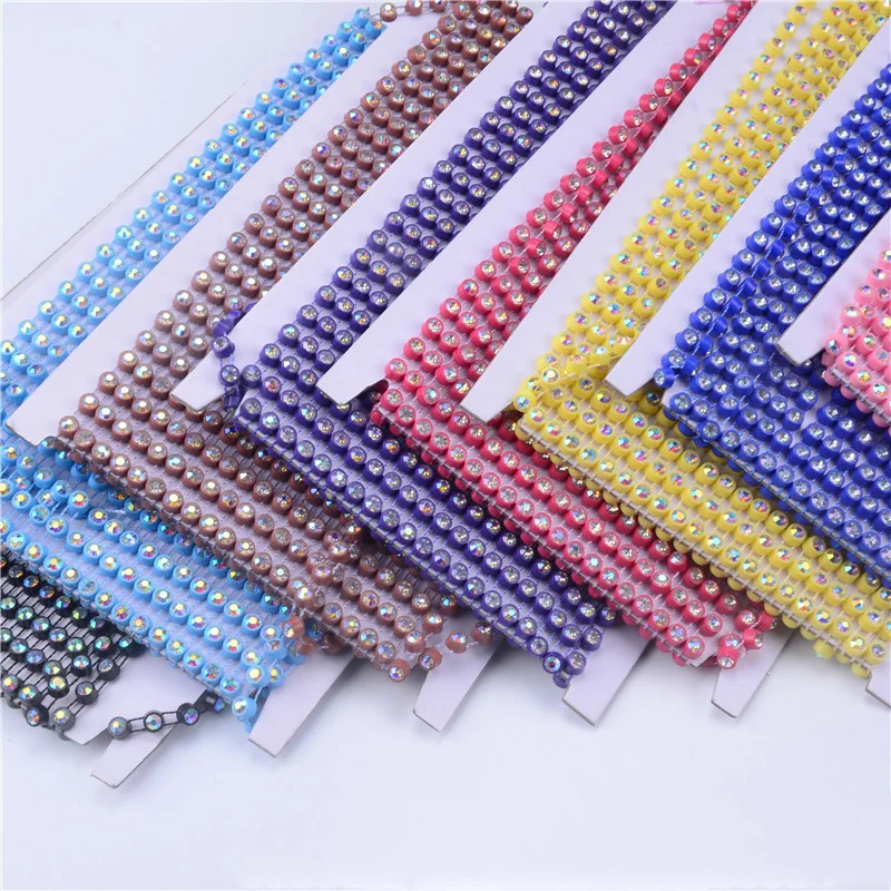 

SS12 single line sew on AB Plastic Crystal Rhinestone Banding Plastic rhinestone trimmings and chains