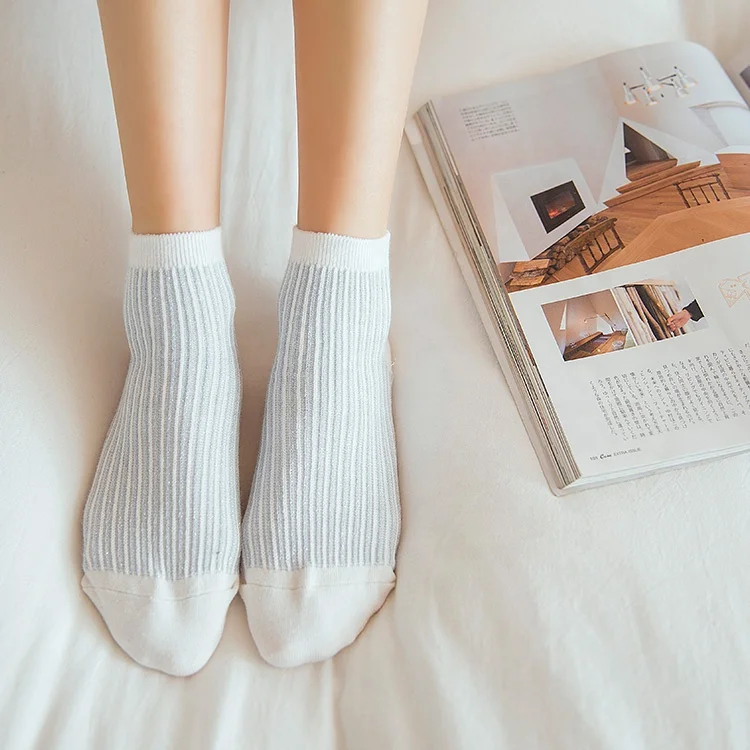 
Latest china new model purl crosspointer double line ankle socks for women 