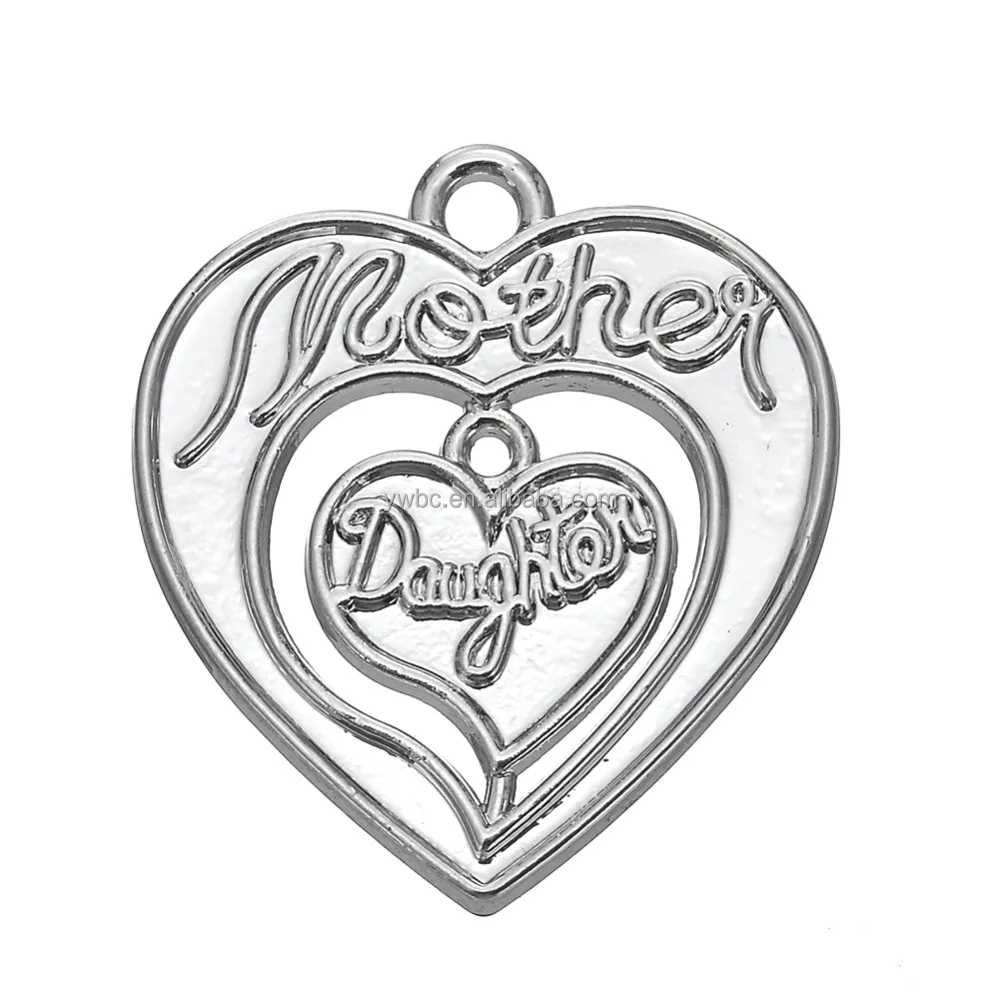 

Mother's Day Gift Double Heart Design Parent-child Pendant Mother And Daughter Heart Shape Charm Pendant for Necklace Making