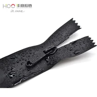 

HOO Eco-friendly Invisible Waterproof close end Nylon Zipper Nylon Water Resistant Zipper for cycling bags