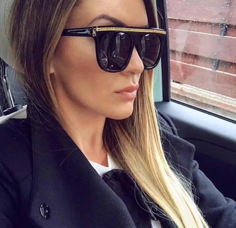 

Queena Unisex Square Modis Sunglasses Steampunk Oculos De Sol 2019 Luxury Women Brand Designer Punk Sun Glasses Chain, 6 colors
