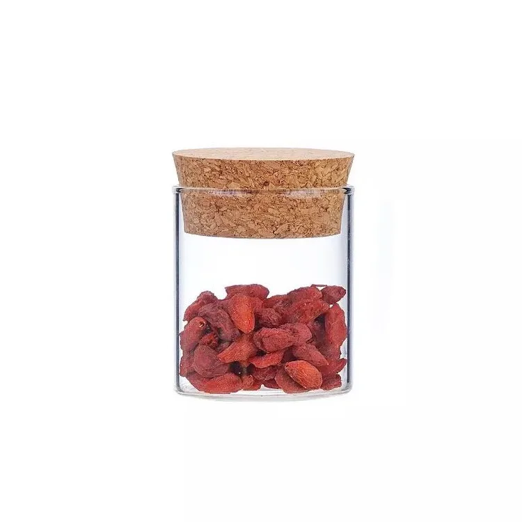 

2oz  50ml mini borosilicate glass candle jar with wooden cork lid, Transparent