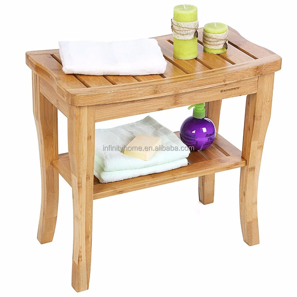 Wood Spa Bathing Storage Shelf Bamboo Shower Seat Bench Buy