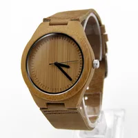 

New arrival japanese miyota movement wristwatches genuine leather bamboo wooden watches for men and women christmas gifts