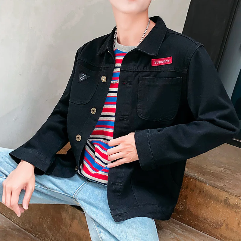 

high quality 100% cotton casual fashion design men jean black denim jacket