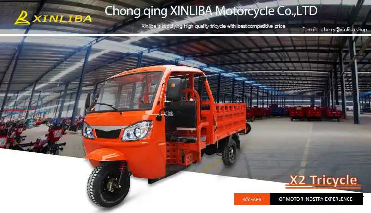 Top quality 300cc three wheel tricycle cargo motorcycle with cabin