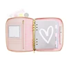 Personalized Pink PU leather daily planner 6 ring binder zip closure custom journal book