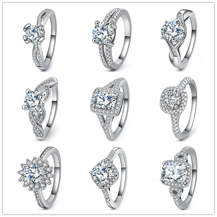 

Silver ring microscope CZ Diamond engagement ring wedding ring, N/a